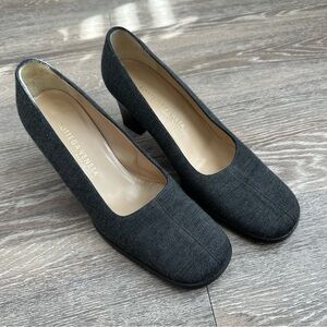 Bottega Veneta vintage jersey square toe stacked heel, heels. Trendy style